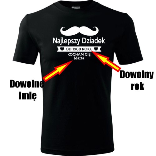 Męska koszulka - Najlepszy dziadek na świecie + dowolne imię + rok