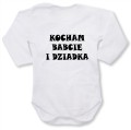 białe Dziecięce body z dł. rękawem - kocham babcie i dziadka.