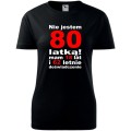 Czarna Damska koszulka - nie jestem 80 latką