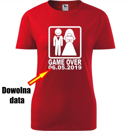 Damska koszulka taliowana -  Game over + dowolna data