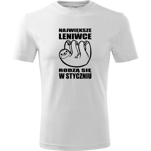 męska koszulka - największe leniwce rodzą się w styczniu