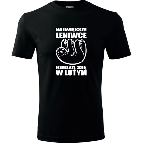 męska koszulka - największe leniwce rodzą się w lutym