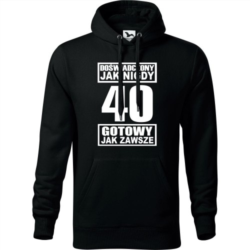 męska bluza z kapturem - doświadczony jak nigdy 40 gotowy jak zawsze
