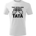 biała Męska koszulka - Tak wygląda super tata, najnowszy t-shirt dla niego.