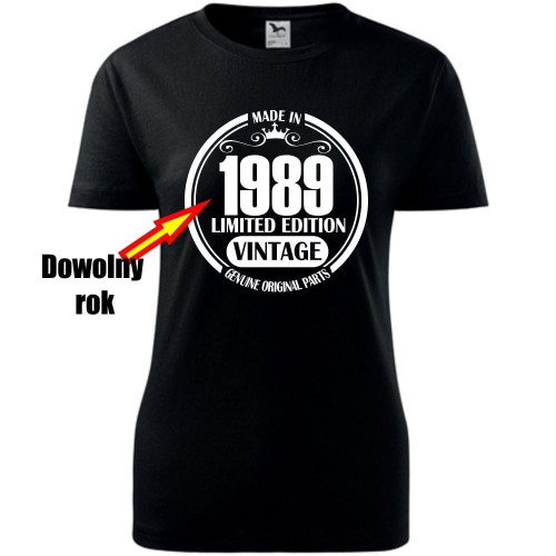 damska koszulka - vintage- limited edition + dowolny rok