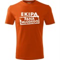 Pomarańczowa męska koszulka - ekipa pana młodego - t-shirt wieczór kawalerski. Dostępne wszystkie rozmiary S, M, L, XL, XXL, XXXL, XXXXL. Zapraszamy do zakupu.