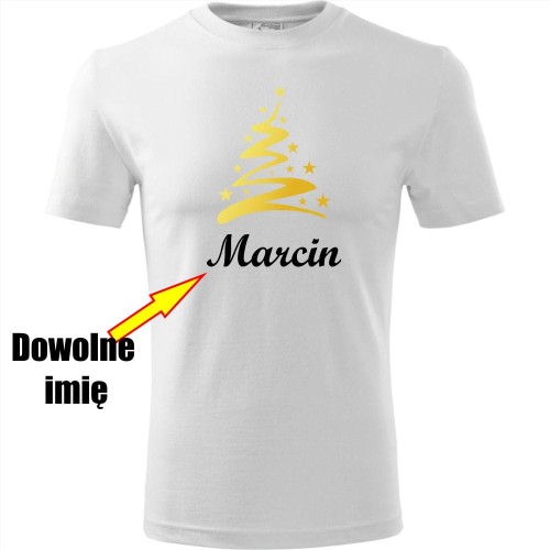 męska koszulka - choinka + twoje imię