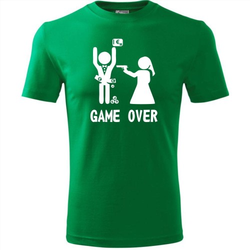 Męska koszulka - Game over 07 - wieczór kawalerski prezent pan młody pistolet