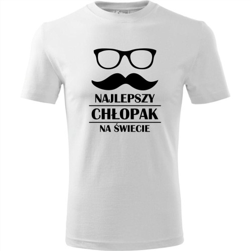 męska koszulka - najlepszy chłopak na świecie wąsy i okulary