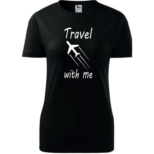 Damska koszulka taliowana Turystyczna - Travel with me
