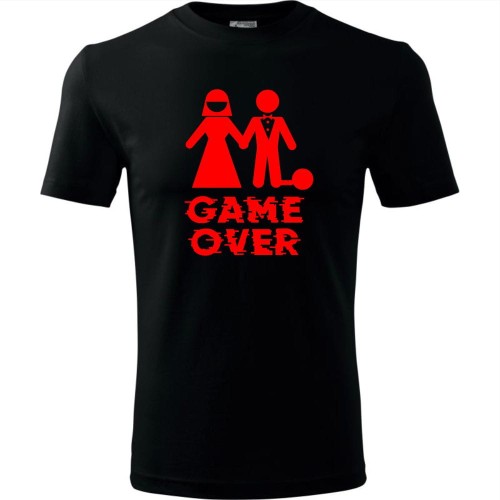 męska koszulka - game over czerwony nadruk na prezent kula u nogi pani młoda