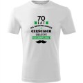biała męska koszulka - 70 lat na oryginalnych częściach, unikatowy egzemplarz.