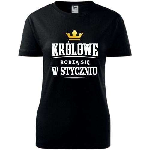 damska koszulka taliowana - królowe rodzą się w styczniu