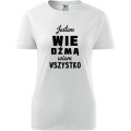 biała damska koszulka taliowana - jestem wiedźmą - wiem wszystko.