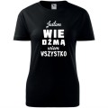 czarna damska koszulka taliowana - jestem wiedźmą - wiem wszystko.