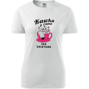 damska koszulka taliowana - kawka z rana jak śmietana