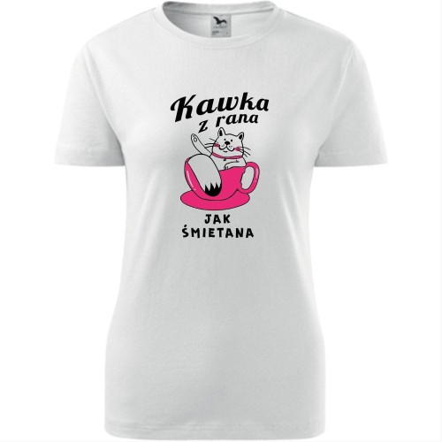 damska koszulka taliowana - kawka z rana jak śmietana