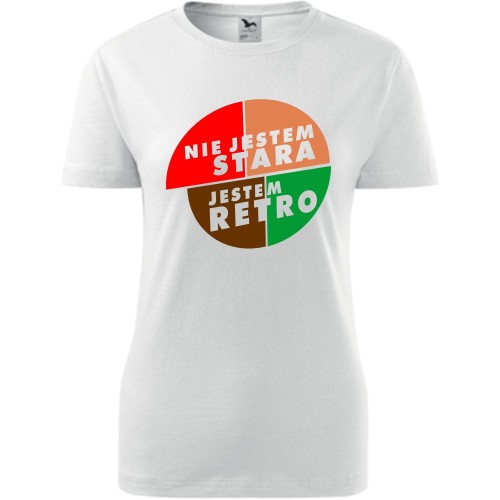damska koszulka taliowana - nie jestem stara, jestem retro