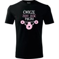 czarna męska koszulka - ćwiczę żeby jeść pączki.