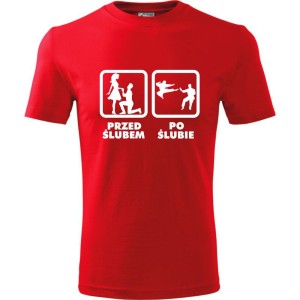 męska koszulka - przed ślubem- po ślubie