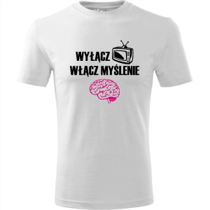 męska koszulka - wyłącz telewizję - włącz myślenie