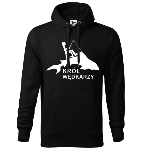 męska bluza z kapturem dla wędkarza - król wędkarzy, ocieplana na ryby i prezent
