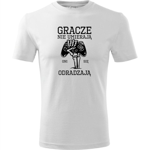 męska koszulka - gracze nie umierają, oni się odradzają