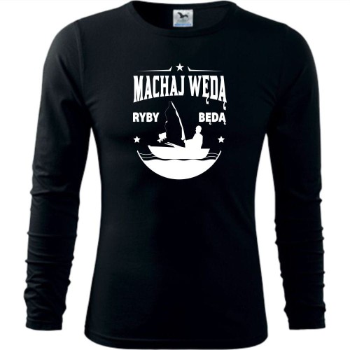 męska koszulka z dł. rękawem - machaj wędą ryby będą