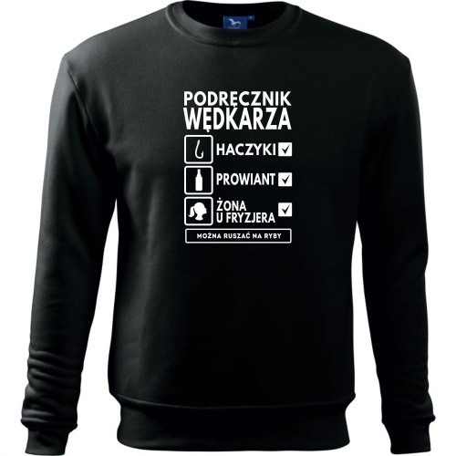 męska bluza klasyczna - podręcznik wędkarza - haczyki, prowiant, żona u fryzjera - można ruszać na ryby