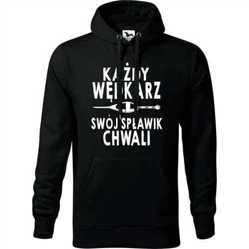męska bluza z kapturem - każdy wędkarz swój spławik chwali