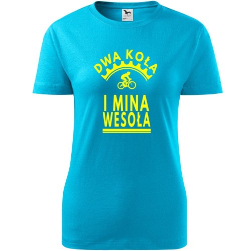 damska koszulka taliowana - dwa koła i mina wesoła