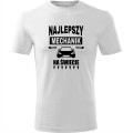 Biała Męska koszulka - najlepszy mechanik na świecie.