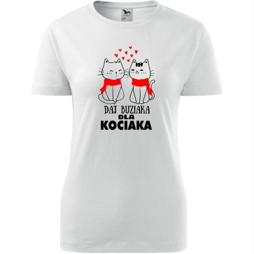 damska koszulka taliowana - daj buziaka dla kociaka