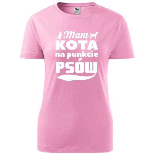 damska koszulka taliowana - mam kota na punkcie psów
