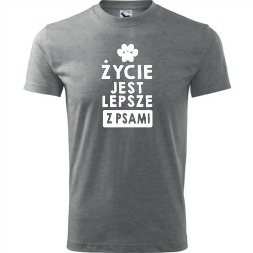 męska koszulka - życie jest lepsze z psami