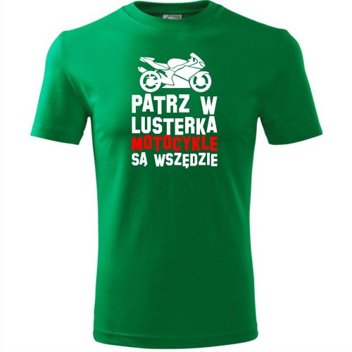 męska koszulka - patrz w lusterka - motocykle są wszędzie