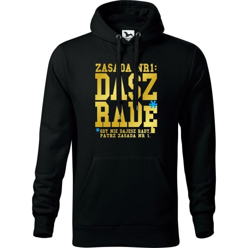 męska bluza z kapturem - zasada nr 1: dasz radę* - *gdy nie dajesz rady patrz zasada nr 1
