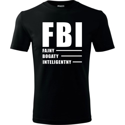 męska koszulka - fbi - fajny, bogaty, inteligentny