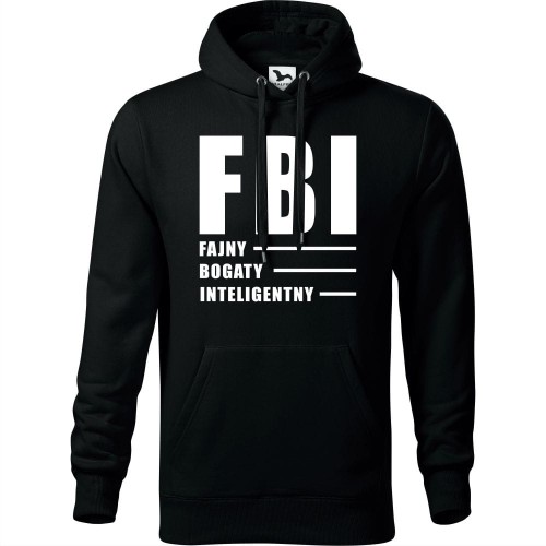 męska bluza z kapturem - fbi - fajny, bogaty, inteligentny