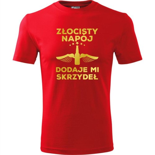 męska koszulka - złocisty napój dodaje mi skrzydeł