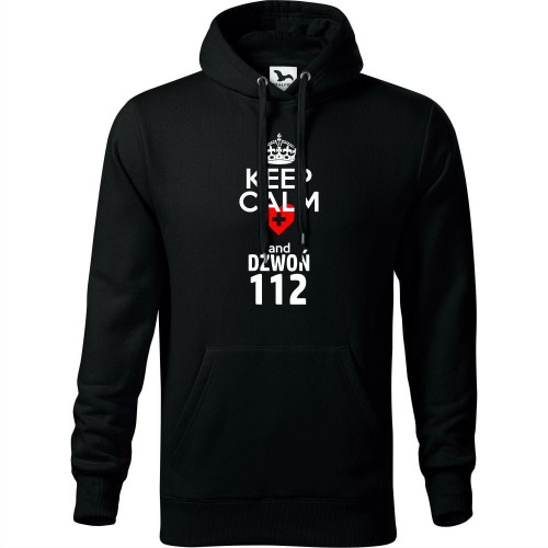 męska bluza z kapturem - keep calm and dzwoń 112