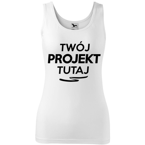 damska koszulka bez rękawów (tank top) - własny nadruk, napis, zdjęcie, logo, dowolna grafika