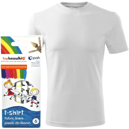 dziecięca koszulka + pisaki = kreatywny zestaw t-shirt i markery, flamastry, mazaki dla dzieci na prezent, urodziny