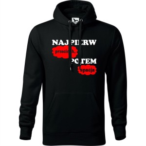 męska bluza z kapturem - najpierw przecinek, potem spacja