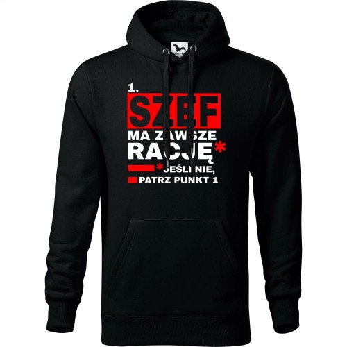 męska bluza z kapturem - 1. szef ma zawsze rację* *jeśli nie, patrz punkt 1