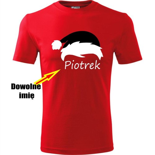 dziecięca koszulka - czapka mikołaja + twoje imię, prezent na świeta