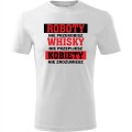 biała męska koszulka - roboty nie przerobisz, whisky nie przepijesz, kobiety nie zrozumiesz.