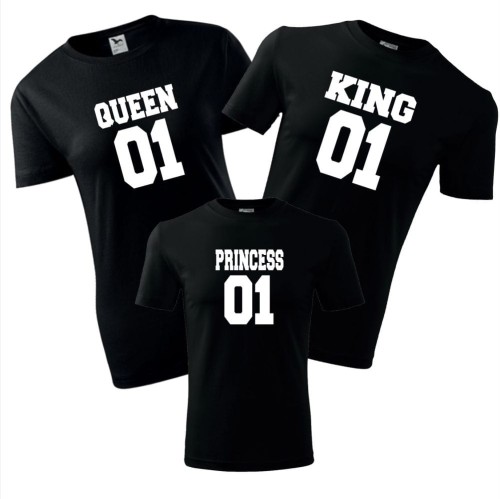 zestaw koszulek dziecięca, damska i męska - queen 01, king 01, princess 01