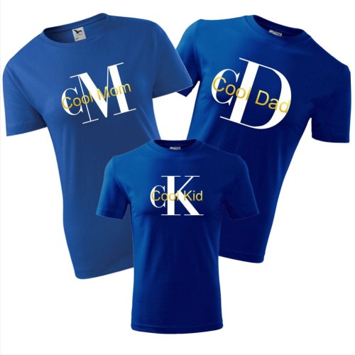 zestaw koszulek dziecięca, damska i męska - cool mom, cool dad, cool kid