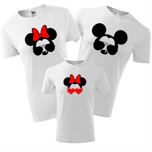 zestaw koszulek dziecięca, damska i męska - myszka mama, myszka tata, myszka córka